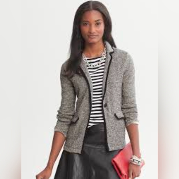 SKIES ARE BLUE Women's Alanna Textured Knit Blazer Grey Large - Picture 2 of 6